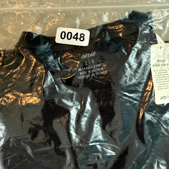 Aerie Sheath Dress Women's Large Black Round Neck Side Tie Long Sleeve Pullover - Picture 9 of 9